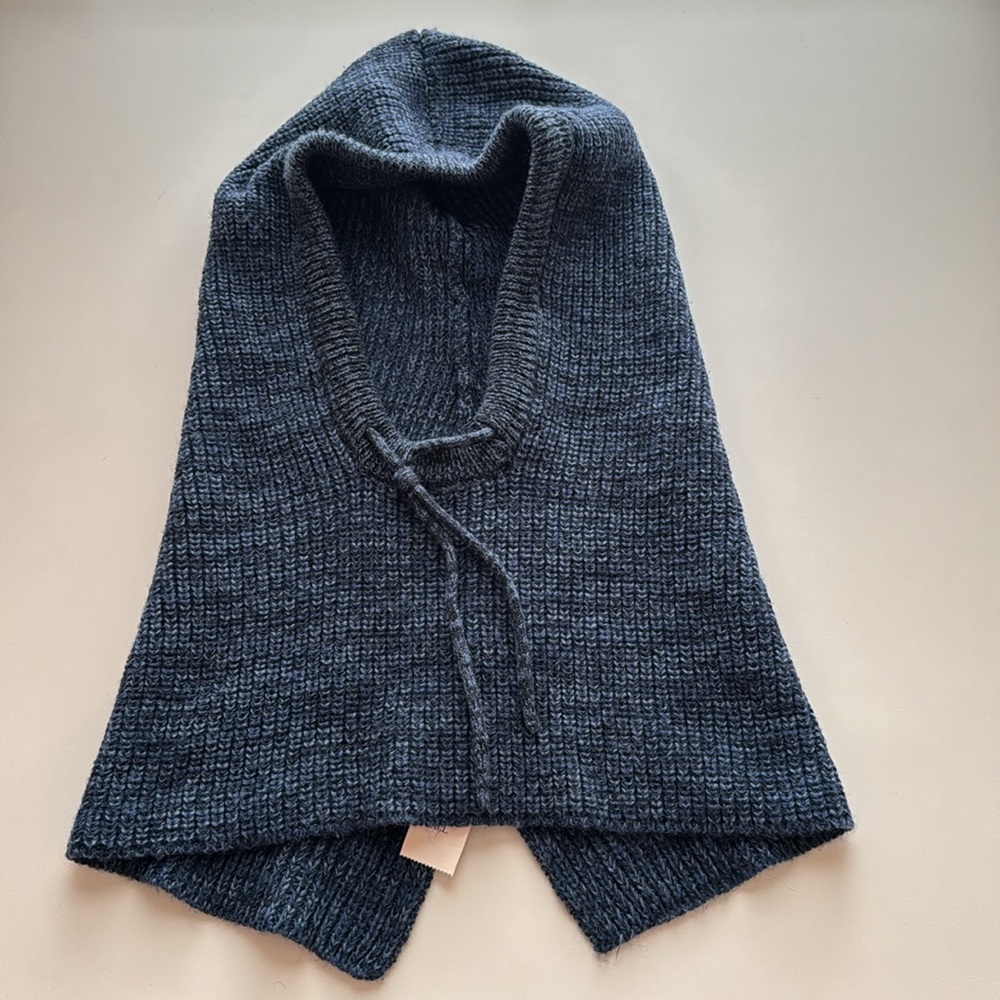 Anthropologie Dark Blue Knit Hooded Scarf